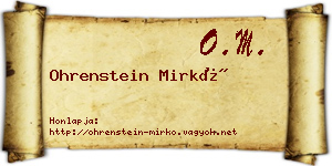 Ohrenstein Mirkó névjegykártya